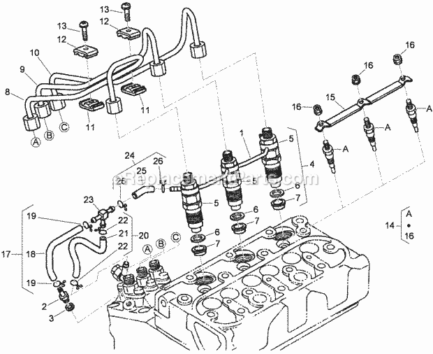 Toro 74279TE (310000001-310999999) Z580-d Z Master, With 52 Rear Discharge Mower, 2010 Nozzle Holder and Glow Plug Assembly Diagram