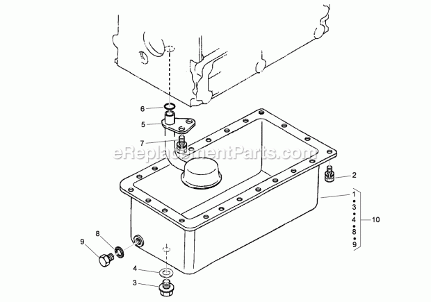 Toro 74279TE (310000001-310999999) Z580-d Z Master, With 52 Rear Discharge Mower, 2010 Oil Pan Assembly Diagram