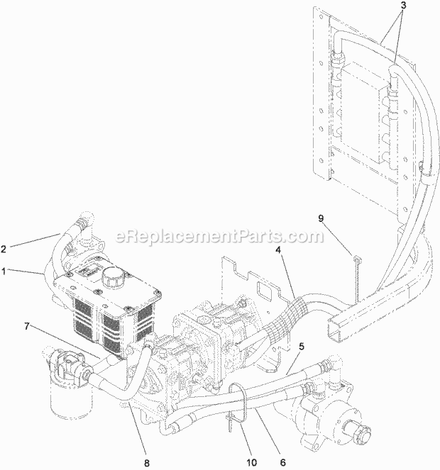 Toro 74279TE (311000001-311999999) Z580-d Z Master, With 52 Rear Discharge Mower, 2011 Hydraulic Hose System Assembly Diagram