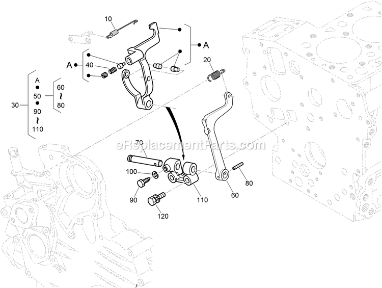 Toro 74279TE (400000000-401999999) Z Master Professional 7000 Series , With 52in Rear Discharge Riding Mower Governor Assembly Diagram