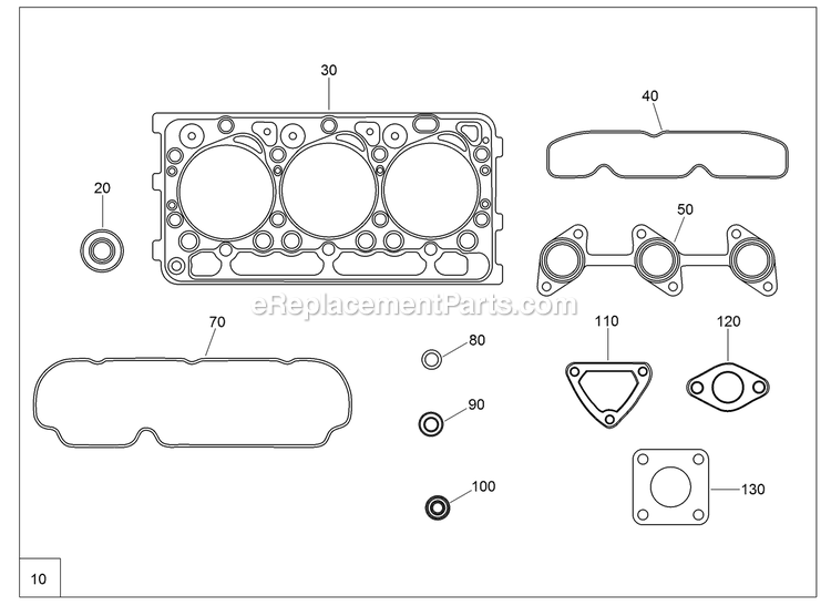 Toro 74279TE (400000000-401999999) Z Master Professional 7000 Series , With 52in Rear Discharge Riding Mower Upper Engine Gasket Kit Diagram