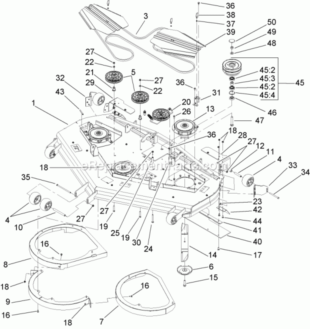 Toro 74281TE (270000301-270999999) Z597-d Z Master, With 72 Rear Discharge Mower, 2007 Deck Assembly Diagram