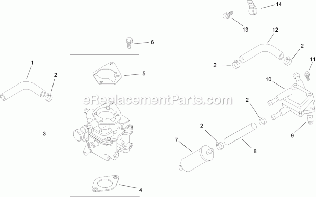 Toro 74282 (280000001-280999999) Z550 Z Master, With 52in Turbo Force Side Discharge Mower, 2008 Fuel System Assembly Kohler Ch740 0075 Diagram