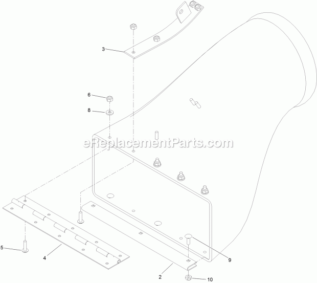 Toro 74310 (314000001-314999999) Z Master 8000 Series Riding Mower, With 42in Direct-collect Cutting Unit, 2014 Discharge Tube Assembly No. 103-9487 Diagram