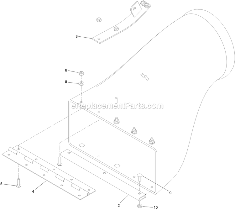 Toro 74310 (316000001-316999999)(2016) Z Master 8000 Series , With 42in Direct-Collect Cutting Unit Riding Mower Discharge Tube Assembly Diagram