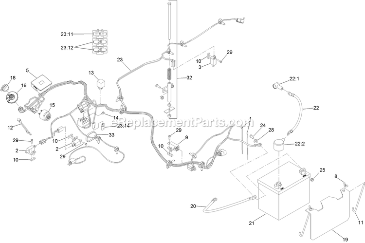 Toro 74311TE (405700000-999999999) Z Master 8000 Series , With 122cm Cutting Unit Riding Mower Electrical System Assembly Diagram