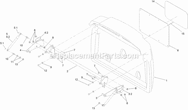 Toro 74312 (314000001-314999999) Z Master 8000 Series Riding Mower, With 48in Direct-collect Cutting Unit, 2014 Hopper Door Assembly No. 130-2875 Diagram