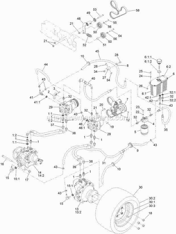 Toro 74312 (400000000-999999999) Z Master 8000 Series Riding Mower, With 48in Cutting Unit, 2017 Hydraulic Assembly Diagram