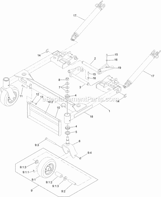 Toro 74312 (400000000-999999999) Z Master 8000 Series Riding Mower, With 48in Cutting Unit, 2017 Deck Support Frame Assembly No. 130-2893 Diagram