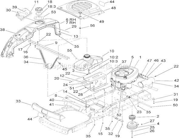 Toro 74330 (240001180-240999999)(2004) Lawn Tractor Engine Assembly Diagram