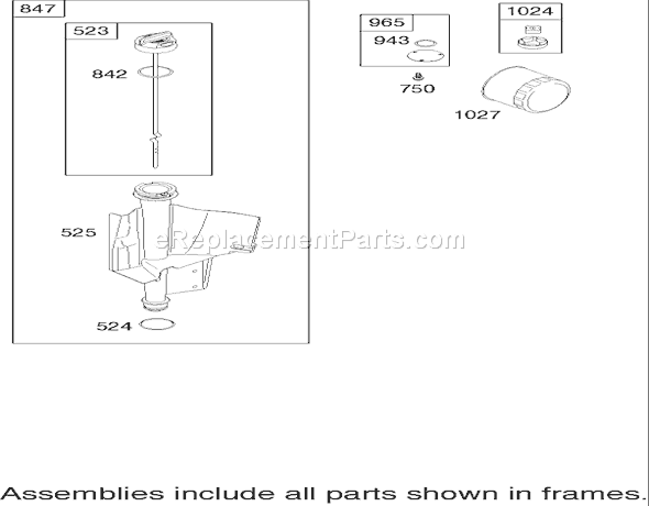 Toro 74330 (240001180-240999999)(2004) Lawn Tractor Oil Filter, Tube and Pump Assembly Briggs and Stratton 286h77-0165-E1 Diagram