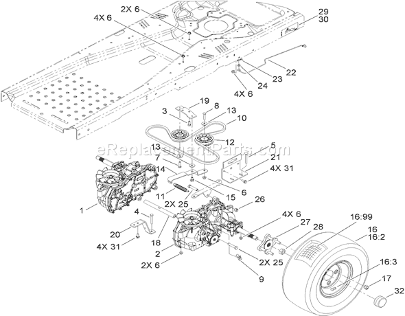 Toro 74360 (290001199-290999999)(2009) Lawn Tractor Hydro Drive Assembly Diagram