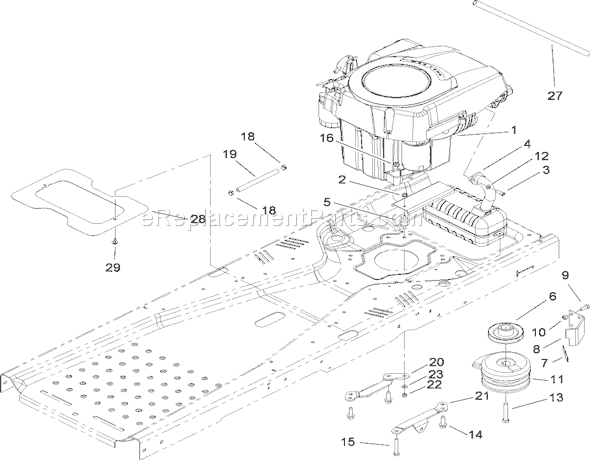 Toro 74363 (280000001-280999999)(2008) Lawn Tractor Engine and Clutch Assembly Diagram