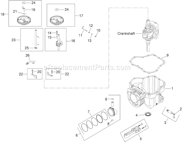 Toro 74363 (290000505-290999999)(2009) Lawn Tractor Crankcase Assembly Kohler Sv610-0211 Diagram