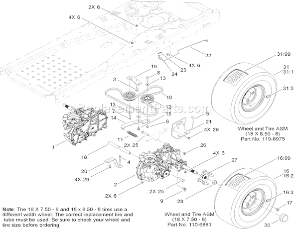 Toro 74366 (310000001-310999999)(2010) Lawn Tractor Hydro Traction Drive Assembly Diagram