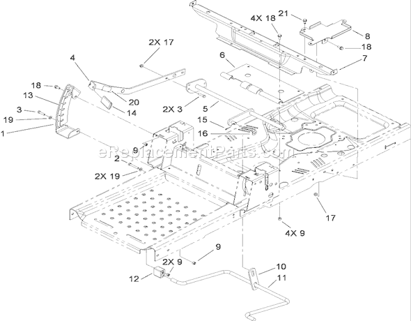 Toro 74370 (280000001-280999999)(2008) Lawn Tractor Deck Lift and Seat Support Assembly Diagram