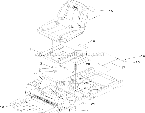 Toro 74370 (290000001-290999999)(2009) Lawn Tractor Seat Assembly Diagram