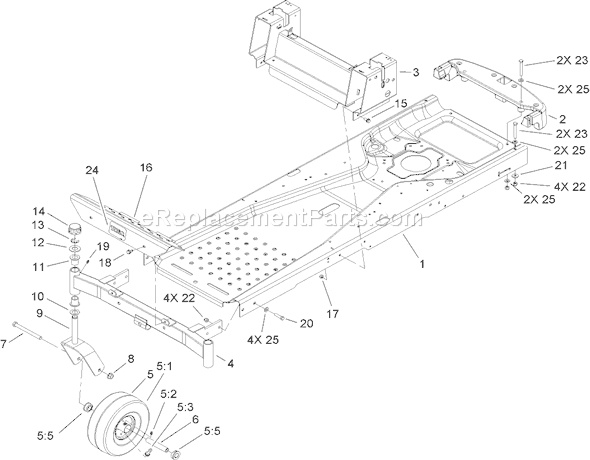 Toro 74374 (270000001-270999999)(2007) Lawn Tractor Frame Assembly Diagram