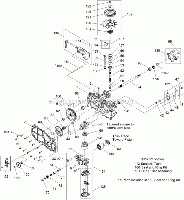 Toro 74386 (312000001-312999999) Timecutter Zs 4200 Riding Mower, 2012 Left Hand Hydro Transaxle Assembly No. 119-3330 Diagram