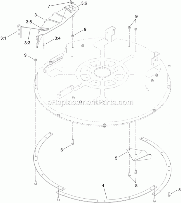 Toro 74388 (312000001-312999999) Timecutter Zs 3200s Riding Mower, 2012 32 Inch Deck Baffle Assembly Diagram