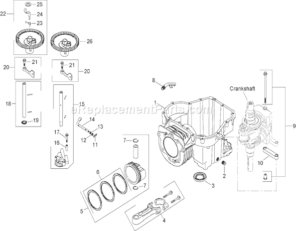Toro 74391 (270000001-270999999)(2007) Lawn Tractor Crankcase Assembly Kohler Sv610s-0022 Diagram