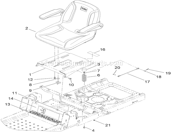 Toro 74399 (290000440-290999999)(2009) Lawn Tractor Seat Assembly Diagram