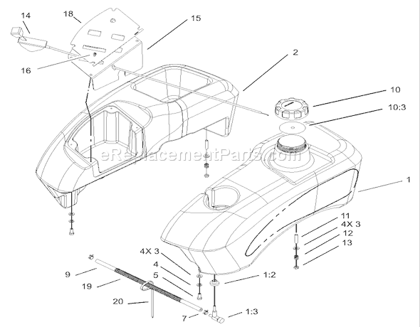 Toro 74405FR (240010001-240999999)(2004) Lawn Tractor Fuel Tank Assembly Diagram