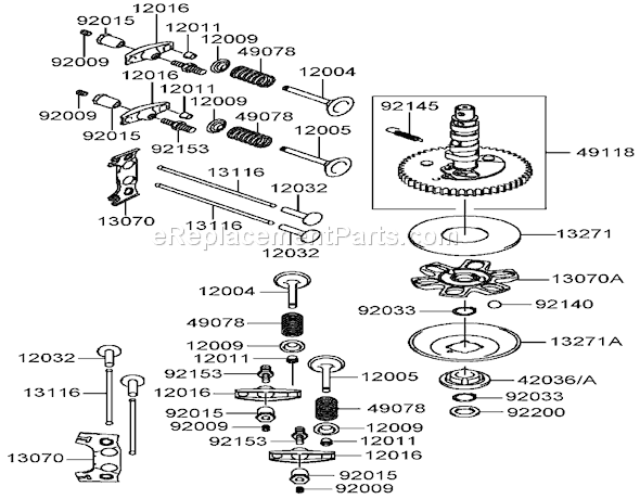 Toro 74406 (250000001-250999999)(2005) Lawn Tractor Valve and Camshaft Assembly Kawasaki Fh541v-As50 Diagram