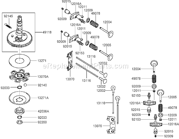 Toro 74406 (260000001-260000240)(2006) Lawn Tractor Valve and Camshaft Assembly Kawasaki Fh541v-Bs50-R Diagram