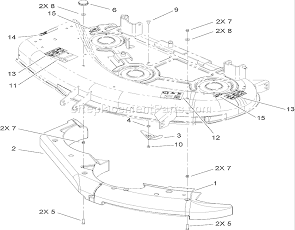 Toro 74406 (270000001-270999999)(2007) Lawn Tractor 44in Recycler and Decal Assembly Diagram