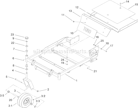 Toro 74406 (280000001-280999999)(2008) Lawn Tractor Front Frame Assembly Diagram