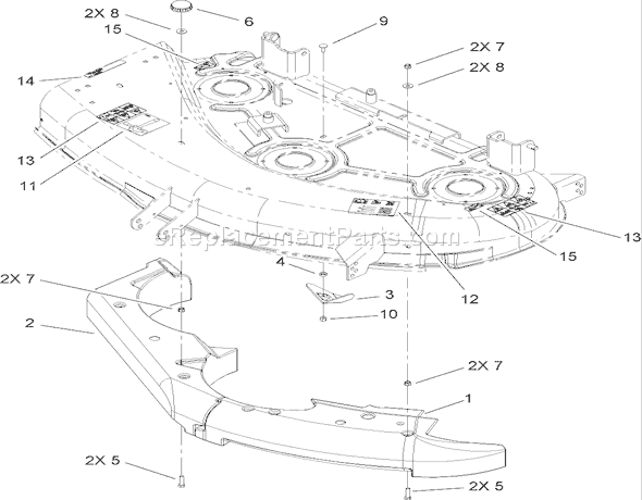 Toro 74406 (280000001-280999999)(2008) Lawn Tractor 44in Recycler and Decal Assembly Diagram