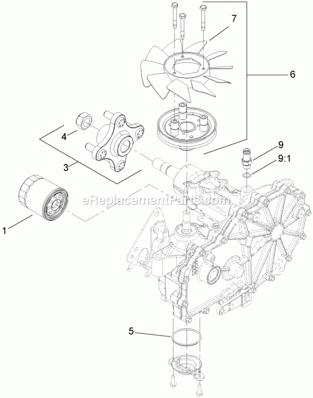 Toro 74408CP (270000701-270999999) Z334 Z Master, With 34in 7-gauge Side Discharge Mower, 2007 Rh Transmission Assembly No. 109-5846 Diagram