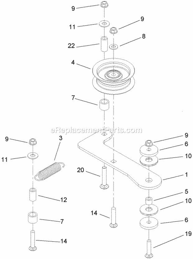 Toro 74408TE (270000001-270000700) Z334 Z Master, With 86cm 7-gauge Side Discharge Mower, 2007 Idler Assembly No. 114-0474 Diagram
