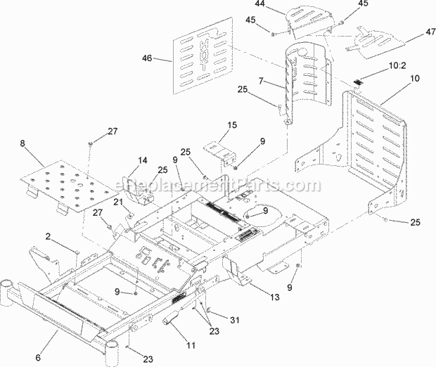 Toro 74408TE (270000701-270999999) Z334 Z Master, With 86cm 7-gauge Side Discharge Mower, 2007 Front Frame Assembly Diagram