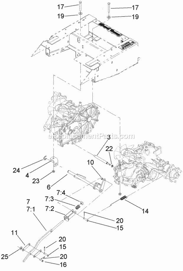 Toro 74408TE (270000701-270999999) Z334 Z Master, With 86cm 7-gauge Side Discharge Mower, 2007 Brake Linkage Assembly Diagram