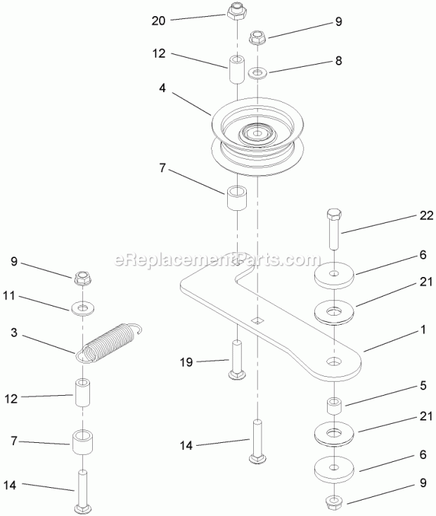 Toro 74408TE (270000701-270999999) Z334 Z Master, With 86cm 7-gauge Side Discharge Mower, 2007 Idler Assembly No. 112-3787 Diagram