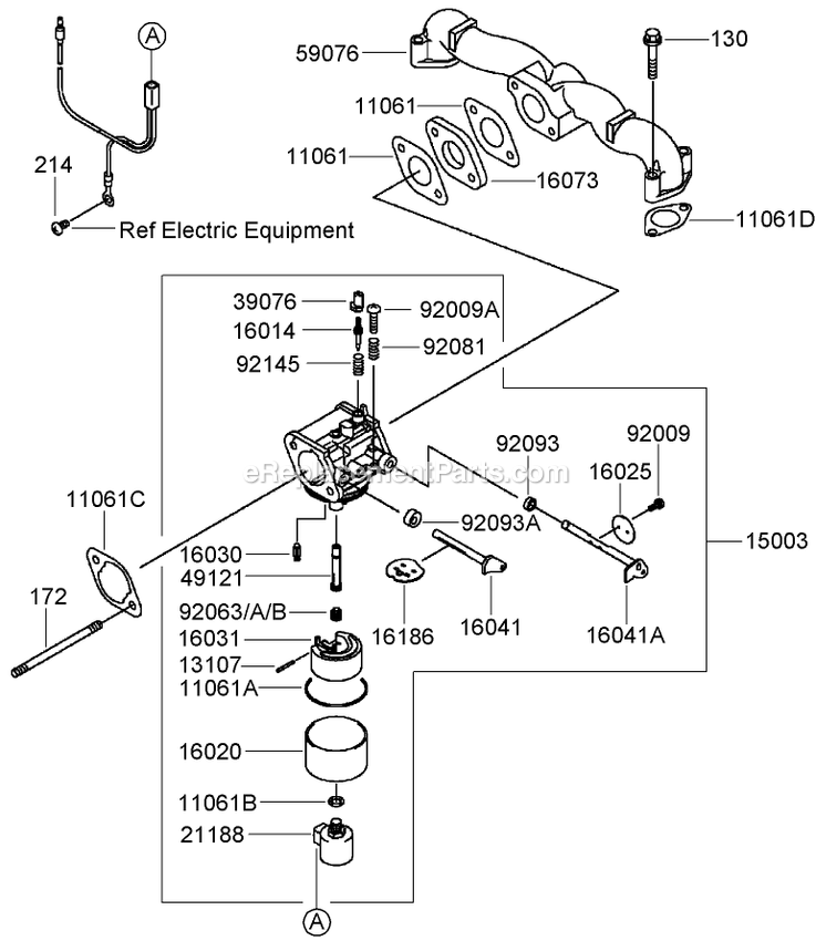 Toro 74408TE (280000001-280999999)(2008) Z300 Z Master, With 86cm 7-Gauge Side Discharge Mower Carburetor Assembly Diagram