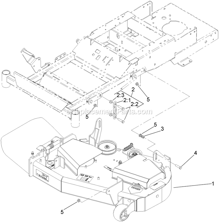 Toro 74408TE (280000001-280999999)(2008) Z300 Z Master, With 86cm 7-Gauge Side Discharge Mower Deck Connection Assembly Diagram
