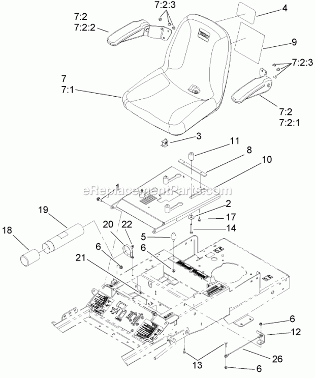 Toro 74408TE (280000001-280999999) Z300 Z Master, With 86cm 7-gauge Side Discharge Mower, 2008 Seat Assembly Diagram