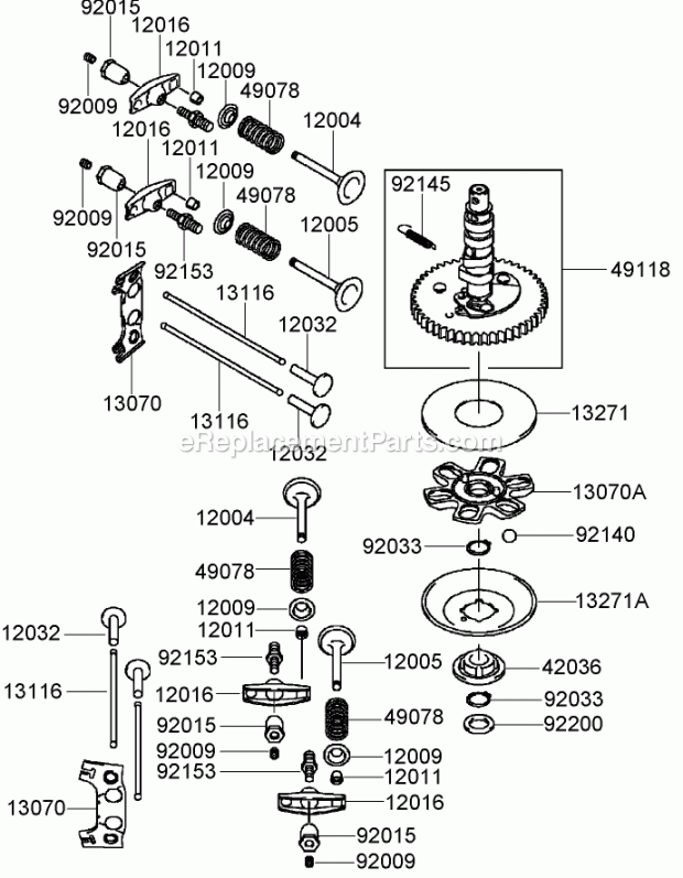 Toro 74409 (270000001-270000700) Z340 Z Master, With 40in 7-gauge Side Discharge Mower, 2007 Valve and Camshaft Assembly Kawasaki Fh580v-As40-R Diagram