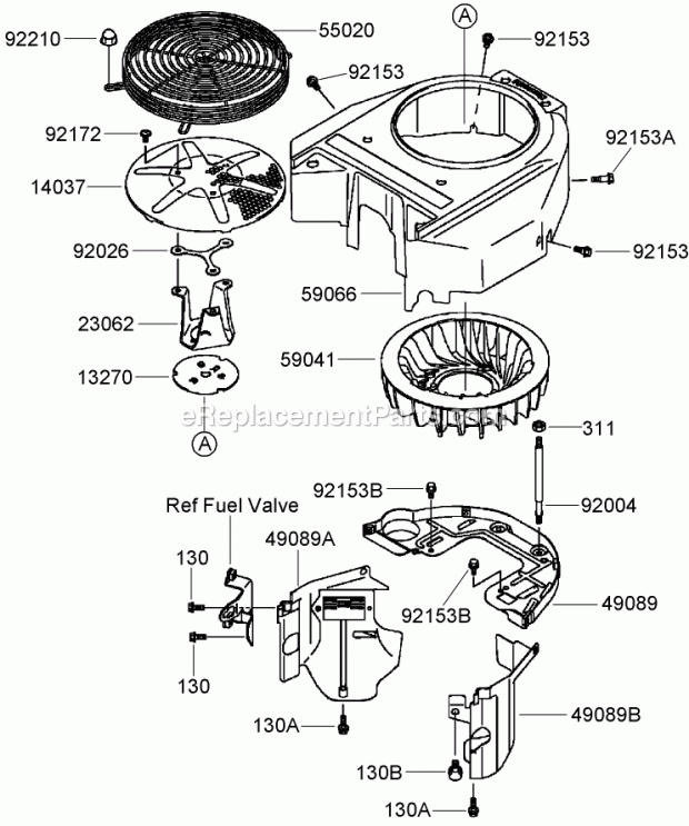 Toro 74409 (270000001-270000700) Z340 Z Master, With 40in 7-gauge Side Discharge Mower, 2007 Cooling Equipment Assembly Kawasaki Fh580v-As40-R Diagram