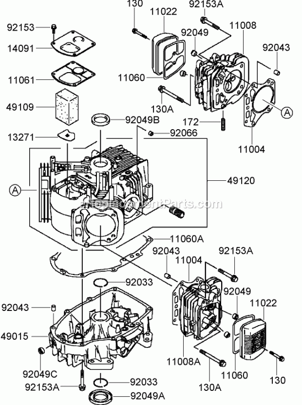 Toro 74409 (270000001-270000700) Z340 Z Master, With 40in 7-gauge Side Discharge Mower, 2007 Cylinder and Crankcase Assembly Kawasaki Fh580v-As40-R Diagram