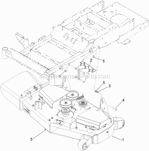 Toro 74409 (280000001-280999999) Z300 Z Master, With 40in 7-gauge Side Discharge Mower, 2008 Deck Connection Assembly Diagram