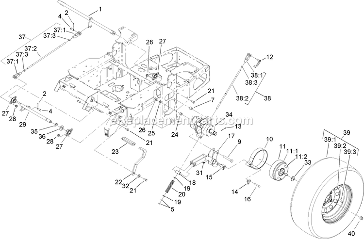 Toro 74411 (260000001-260999999)(2006) Z149 Z Master, With 44in Sfs Side Discharge Mower Parking Brake Assembly Diagram