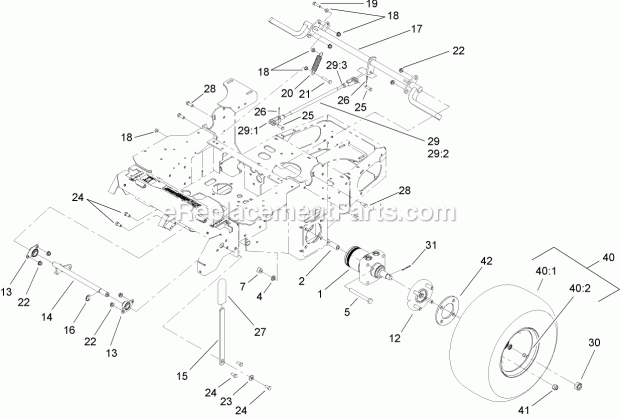 Toro 74412 (260000001-260000300) Z400 Z Master, With 48in 7-gauge Side Discharge Mower, 2006 Parking Brake Assembly Diagram