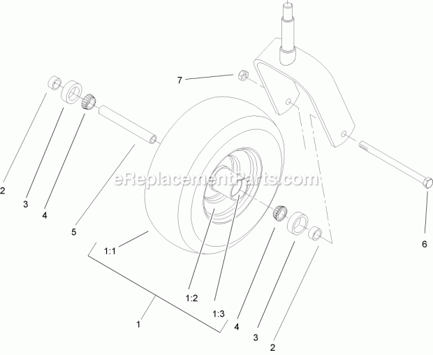 Toro 74413 (250005001-250999999) Z449 Z Master, With 48in Turbo Force Side Discharge Mower, 2005 Caster Wheel Assembly No. 1-634662 Diagram