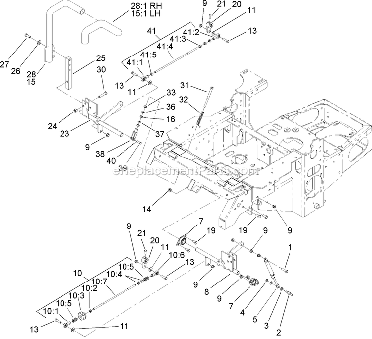 Toro 74414 (260000001-260999999)(2006) Z450 Z Master, With 52in Turbo Force Side Discharge Mower Motion Control Assembly Diagram