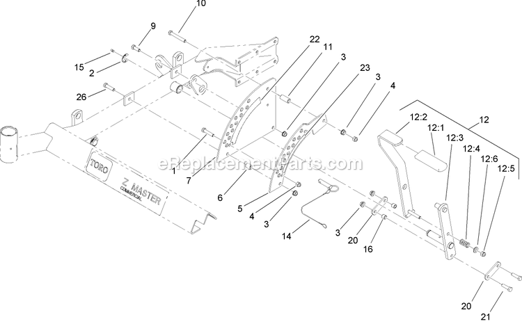 Toro 74417CP (270002001-270999999)(2007) Z453 Z Master, With 48in Turbo Force Side Discharge Mower Height-Of-Cut Assembly Diagram