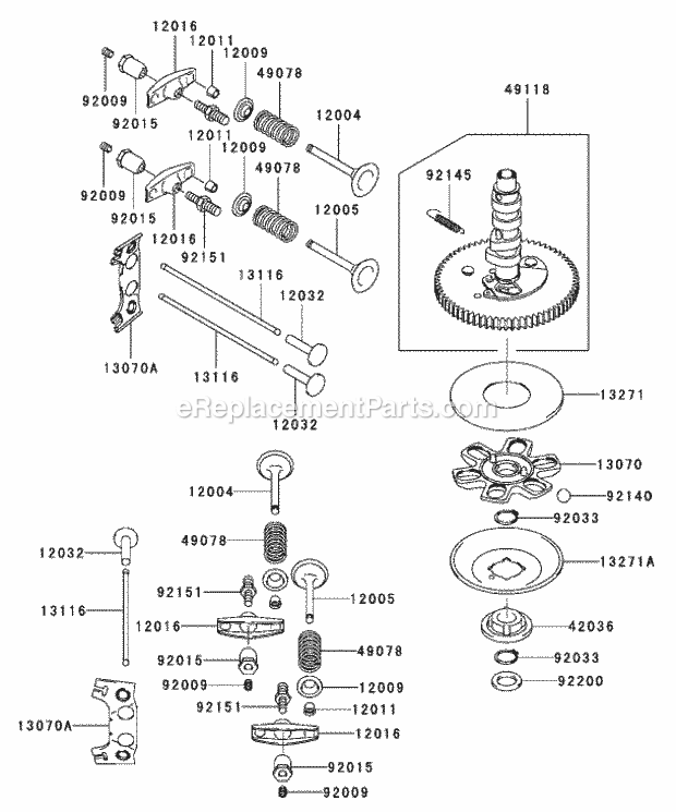Toro 74417 (250005001-250999999) Z453 Z Master, With 48in Turbo Force Side Discharge Mower, 2005 Valve / Camshaft Assembly Kawasaki Fh680v-As21 Diagram